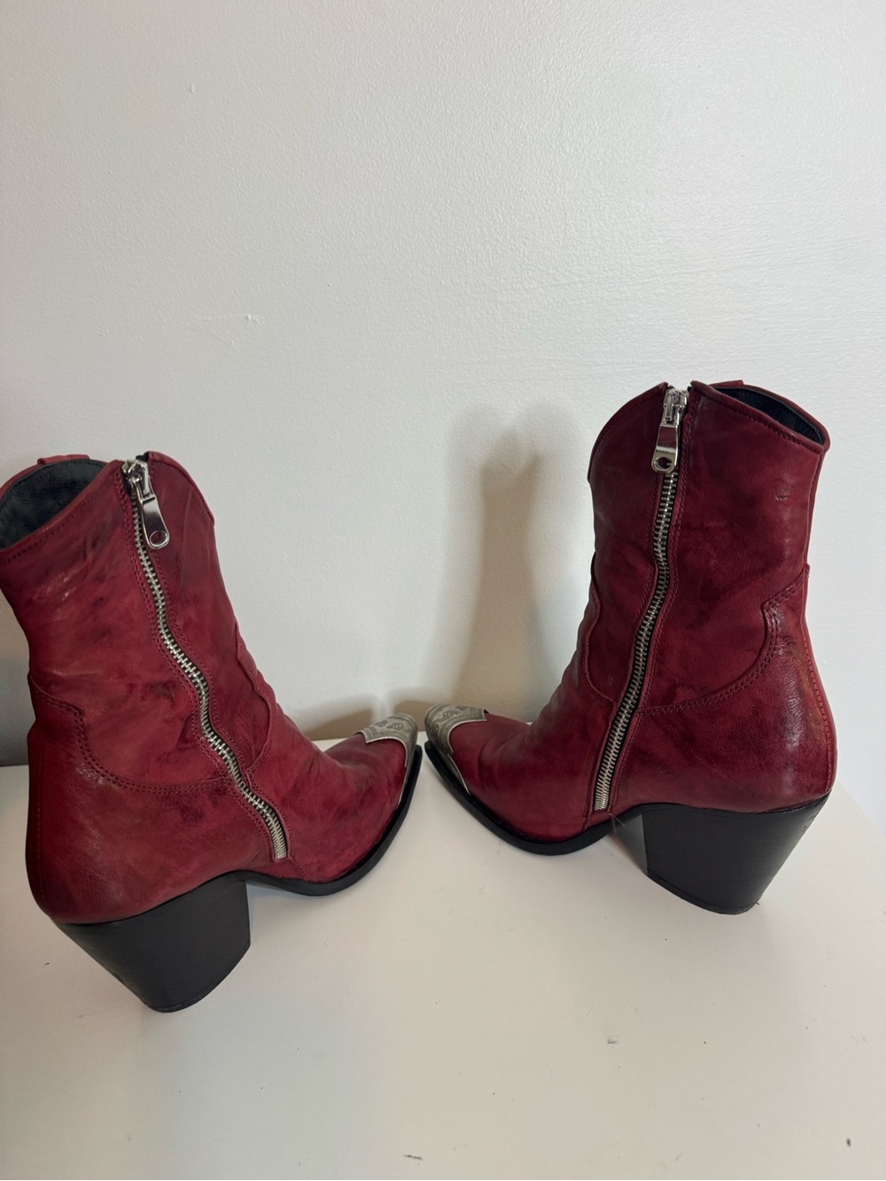 Free People Brayden Western Boots burgundy 38 Brandywine - Picture 8 of 11